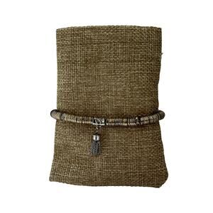 Memory Wire Coil Wrap Bracelet Womens Silver Metal Heishi Type Disc Charm 2.5in